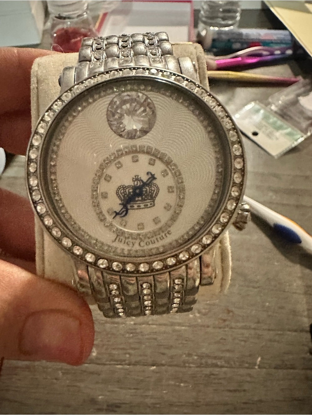 Juicy Couture Silver Crystal-Accent Women's Bracelet Watch